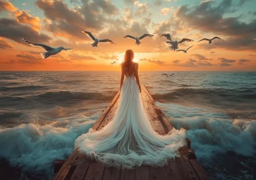 Puzzle 500 Teile Strandfrau, Puzzle Erwachsene XXL 52x38 cm EIN Herausforderndes RäTsel ImpossiblePuzzle, Puzzlespiele für Die Ganze Familie, Compact Box Mit Poster Geschenke für Frauen/MäNner W-1 von Cohnpjng