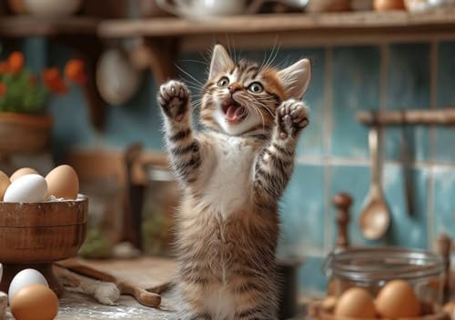 Puzzle 80 Teile 5D DIY Erwachsene Klassische Puzzle Katze Perfekt Um Die ProblemlöSungsfäHigkeiten Zu Verbessern, FöRdert Konzentration und Geduld, für Erwachsene und Kinder Ab 14 Jahren 15x10 cm W-7 von Cohnpjng