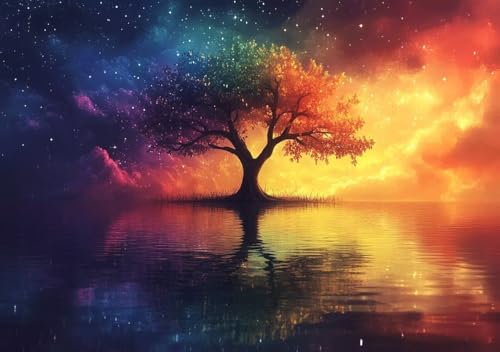 Puzzle 80 Teile Erwachsene Klassische Puzzle Baum des Lebens Perfekt Um Die ProblemlöSungsfäHigkeiten Zu Verbessern, FöRdert Konzentration und Geduld, Erwachsene und Kinder Ab 14 Jahren 15x10 cm R-5 von Cohnpjng