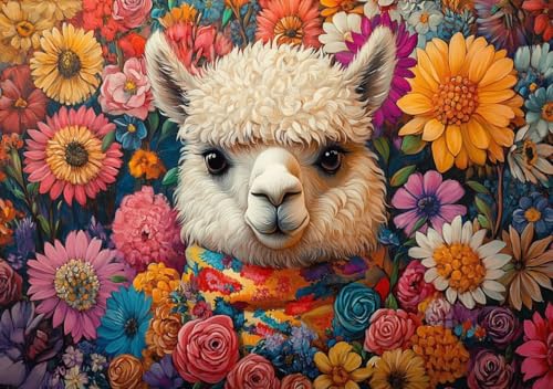 Puzzle 80 Teile Erwachsene Klassische Puzzle Blumen-Alpaka Perfekt Um Die ProblemlöSungsfäHigkeiten Zu Verbessern, FöRdert Konzentration und Geduld, für Erwachsene und Kinder Ab 14 Jahren 15x10 cm R-5 von Cohnpjng