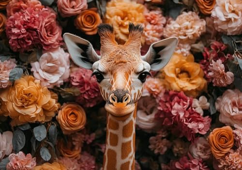 Puzzle 80 Teile Erwachsene Klassische Puzzle Blumen und Giraffen, Um Die ProblemlöSungsfäHigkeiten Zu Verbessern, FöRdert Konzentration und Geduld, Erwachsene und Kinder Ab 14 Jahren 15x10 cm R-0 von Cohnpjng
