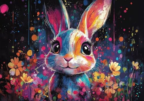 Puzzle 80 Teile Erwachsene Klassische Puzzle Farbiger Hase Perfekt Um Die ProblemlöSungsfäHigkeiten Zu Verbessern, FöRdert Konzentration und Geduld, für Erwachsene und Kinder Ab 14 Jahren 15x10 cm M-7 von Cohnpjng