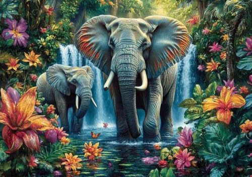 Puzzle 80 Teile Erwachsene Klassische Puzzle Landschaft Elefant, Um Die ProblemlöSungsfäHigkeiten Zu Verbessern, FöRdert Konzentration und Geduld, Erwachsene und Kinder Ab 14 Jahren 15x10 cm U-8 von Cohnpjng