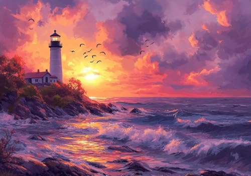 Puzzle 80 Teile Erwachsene Klassische Puzzle Leuchtturmwellen Perfekt Um Die ProblemlöSungsfäHigkeiten Zu Verbessern, FöRdert Konzentration und Geduld, Erwachsene und Kinder Ab 14 Jahren 15x10 cm A-0 von Cohnpjng