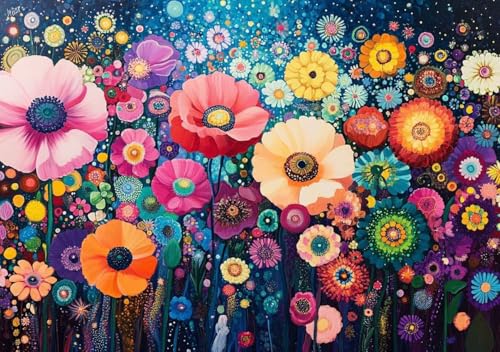 Puzzle 80 Teile Farbige Blumen, Puzzle Erwachsene XXL 15x10 cm EIN Herausforderndes RäTsel ImpossiblePuzzle, Puzzlespiele für Die Ganze Familie, Compact Box Mit Poster Geschenke für Frauen/MäNner P-9 von Cohnpjng