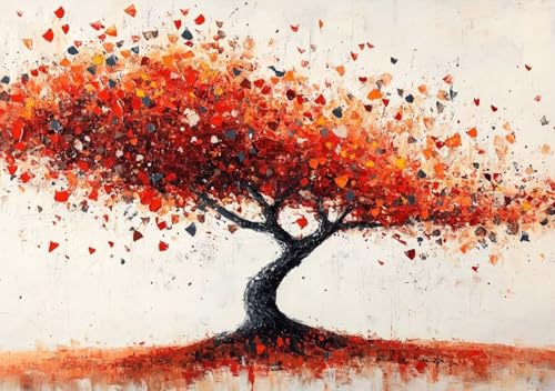 Puzzle 80 Teile Farbiger Baum, Puzzle Erwachsene XXL 15x10 cm EIN Herausforderndes RäTsel ImpossiblePuzzle, Puzzlespiele für Die Ganze Familie, Compact Box Mit Poster Geschenke für Frauen/MäNner A-5 von Cohnpjng