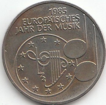 Coins of Germany BRD (BR.Deutschland) Jägernr: 437 1985 F vorzüglich Kupfer-Nickel 1985 5 DM Jahr der Musik (Münzen für Sammler) von Coins of Germany