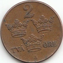 Coins of Germany Schweden KM-Nr. : 778 1950 sehr schön Bronze 1950 2 Öre Gekröntes Monogramm (Münzen für Sammler) von Coins of Germany