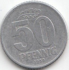 DDR Jägernr: 1512 1958 A sehr schön Aluminium 1958 50 Pfennig Staatswappen (Münzen für Sammler) von Coins of Germany