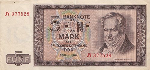 DDR Rosenbg: 354a, Kontrollnummer 6stellig gebraucht (III) 1964 5 Deutsche Mark (Banknoten für Sammler) von Coins of Germany