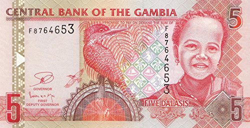 Gambia Pick-Nr: 25c bankfrisch (I) 2013 5 Dalasis Eisvogel (Banknoten für Sammler) von Coins of Germany