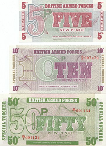 Großbritannien Set 5 bis 50 New Pence 3 Gutscheine bankfrisch (I) (Banknoten für Sammler) von Coins of Germany