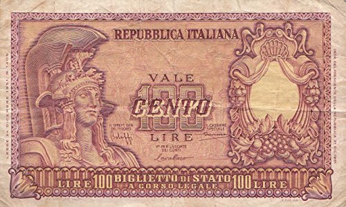 Italien Pick-Nr: 92a gebraucht (III) 1951 100 Lire (Banknoten für Sammler) von Coins of Germany