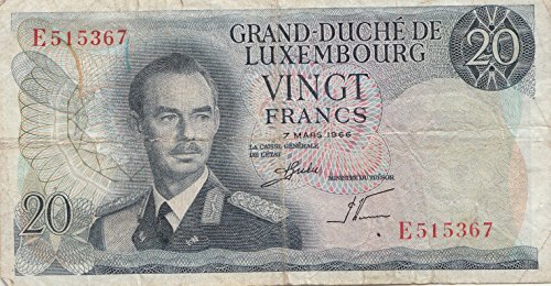Coins of Germany Luxemburg Pick-Nr: 54a gebraucht (III) 1966 20 Francs Großherzog Jean (Banknoten für Sammler) von Coins of Germany
