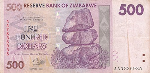 Simbabwe Pick-Nr: 70 gebraucht (III) 2007 500 Dollars Chiremba (Banknoten für Sammler) von Coins of Germany