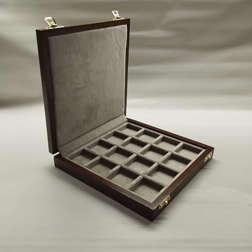 Geldkassette aus Holz und Samt, 16 Kästchen, 40 x 40 mm, handgefertigt, nummeriert, Made in Italy Geldkassette aus Holz und Samt, 16 Kästchen, 40 x 40 mm, handgefertigt, nummeriert, Made in Italy von Coins&More