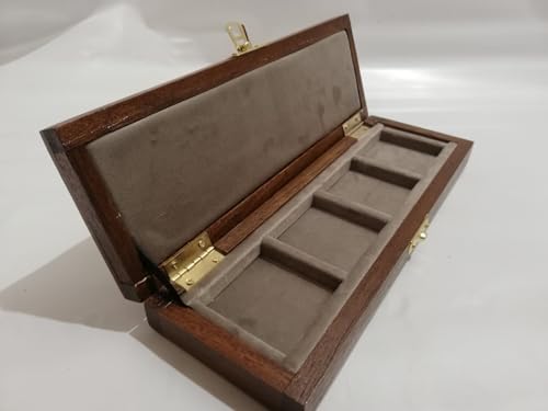 Holzetui für Münzen oder Medaillen 4 Boxen 50x50 mm von Coins&More