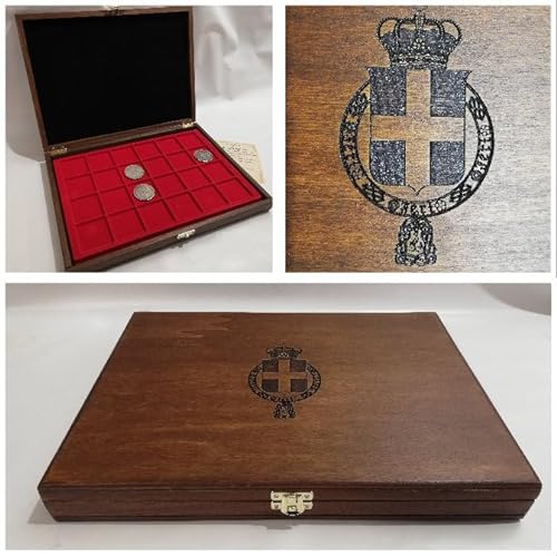 Schatulle aus Holz für Münzen oder Medaillen Königreich, mit zwei herausnehmbaren Tabletts von Coins&More