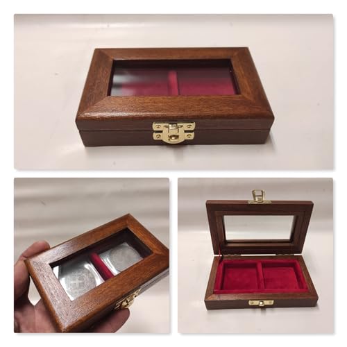 Schatulle aus Holz und Glas für Medaillen, 2 Fächer 50 x 50 mm, italienisches Samt, handgefertigt von Coins&More Schatulle aus Holz und Glas für Medaillen, 2 Fächer 50 x 50 mm, italienisches Samt, handgefertigt von Coins&More von Coins&More