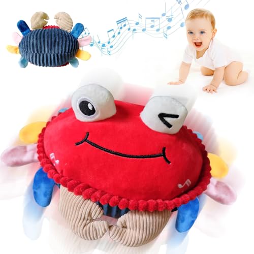 Cokomono Krabbe Musikspielzeug ab 6 Monate, Krabbel- und Bauchzeitspielzeug, Lernspielzeug für Babys ab 1 Jahr, Baby Spielzeug Geschenk für Junge Mädchen von Cokomono