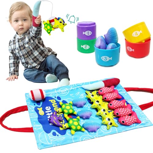 Cokomono Montessori Angelspiel, Motorik Lernspielzeug für Kinder ab 2 Jahre, Fische Angeln Set mit Meerestieren von Cokomono