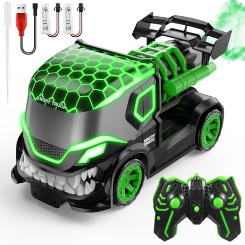 Cokvok Ferngesteuertes Auto, 2,4GHz 10 km/h RC Monstertruck, Ferngesteuerter Monster Truck mit LED-Licht und Sprühen, Auto Spielzeug für Kinder Jungen Mädchen ab 4 5 6 8 10 Jahre von Cokvok