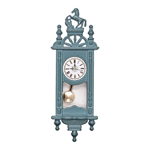 Colcolo 1/12 Puppenhaus Wanduhr Antike Uhr Spielset Modell Zarte Holzrahmen Uhr Miniatur Szene Zubehör Möbel Dekor Ornament, Blau von Colcolo