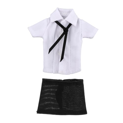 Colcolo 1/12 Weibliche Figur Kleidung, Miniatur Kurzrock Shirt mit Krawatte, Handgefertigt, Komplettes Anzug Outfit für 6'' Weibliche Figuren, Weißes Hemd Colcolo 1/12 Weibliche Figur Kleidung, Miniatur Kurzrock Shirt mit Krawatte, Handgefertigt, Komplettes Anzug Outfit für 6'' Weibliche Figuren, Weißes Hemd von Colcolo