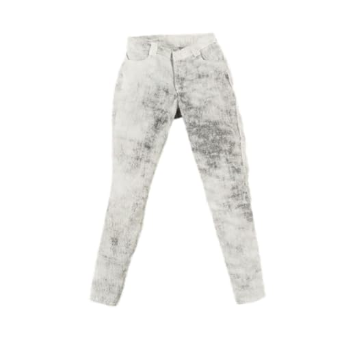 Colcolo 1/6 Arbeitshose Miniaturhosen Leicht komfortable tragbare Requisiten DIY Look Accessoire Trendy Puppenkleidung für Figurenkörper, Weiß Schwarz von Colcolo