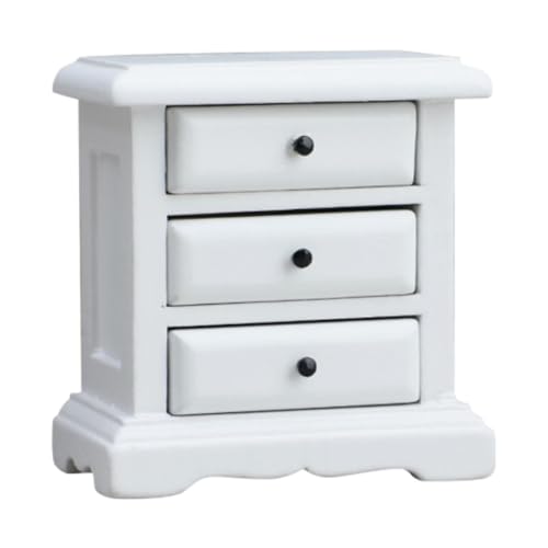 Colcolo 1:12 Skala Dollhouse Holz Nachttisch, Puppenhaus Schlafzimmer Möbel Mini Nachttisch für Mini -Zimmer -Szenen -Accessoire Dekor, Weiß von Colcolo