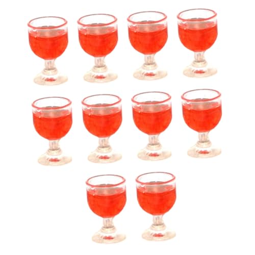 Colcolo 10 Stücke 1/12 Miniatur Weinglas Puppenhaus Wasserbecher Lebensszene Gläser Trinkbecher Dekor Küche Miniaturen Zubehör, Rot von Colcolo