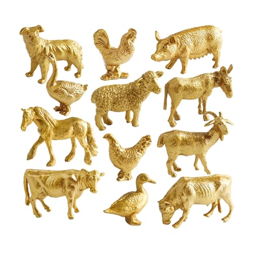 Colcolo 12x Spielset mit Bauernhoftieren, Tierspielzeugfiguren-Set, Basteln, Miniaturen, pädagogisches Lernspielzeug für die Gartenszene, Geburtstagsgeschenk von Colcolo