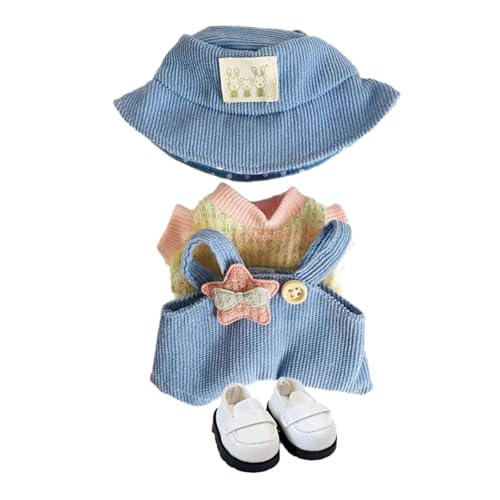 Colcolo 15 cm große Puppenkleidung aus Plüsch, bequem, Puppenzubehör aus Plüsch mit Hut, Kostümen, Foto-Requisiten, süß mit Schuhen, Blauer Hut von Colcolo