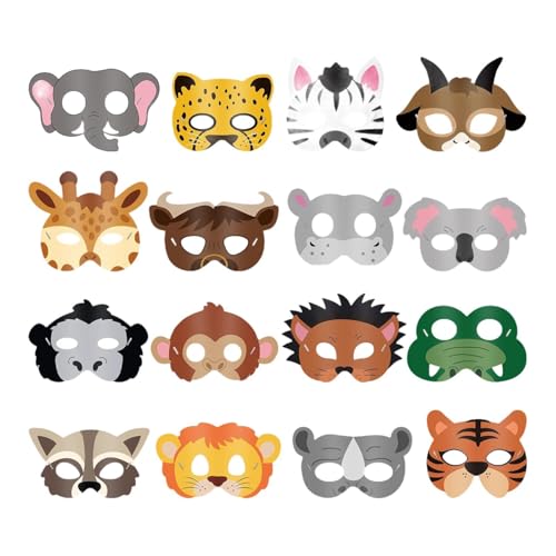 Colcolo 16 Stück -Zoo-Tiere-Cartoon-Maske, Halloween-Ankleidemaske, Tiergesichtsmaske für Geburtstagsparty, Cosplay Colcolo 16 Stück -Zoo-Tiere-Cartoon-Maske, Halloween-Ankleidemaske, Tiergesichtsmaske für Geburtstagsparty, Cosplay von Colcolo