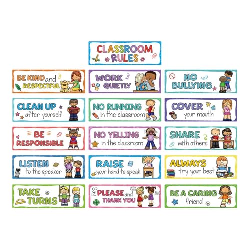 Colcolo 16-teiliges Klassenzimmer-Regel-Lehrplakat mit Schildern, Grundschulbedarf zeigt Gewohnheiten und Manieren-Diagramme für den Kindergarten Colcolo 16-teiliges Klassenzimmer-Regel-Lehrplakat mit Schildern, Grundschulbedarf zeigt Gewohnheiten und Manieren-Diagramme für den Kindergarten von Colcolo