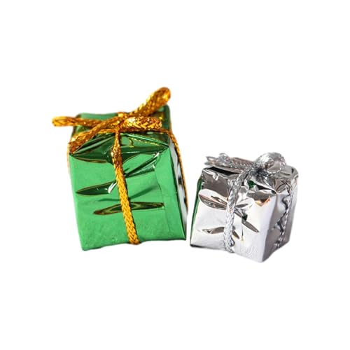 Colcolo 2 Stück Puppenhaus-Weihnachtsbaumboxen, 1:12, Partygeschenke, DIY, Mini-verpackte Geschenkboxen für Weihnachten, Argentgrün von Colcolo