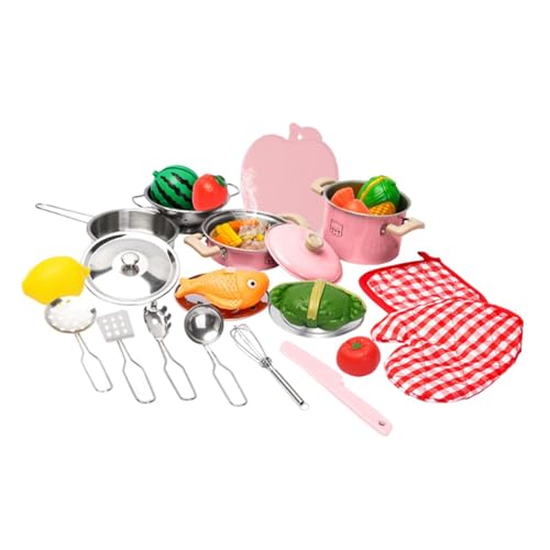 Colcolo 25Pcs Kinder Spielen Küche Spielzeug Zubehör Set Metall Utensilien Lernen Geschenk Entwickeln Feine Motor Fähigkeiten von Colcolo