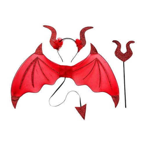 Colcolo 3-teiliges Halloween-Teufelskostüm-Set mit Flügeln, Teufelshörnern und Gabel, Kostüm für Rollenspiele, Partys, Cosplay und Bühnenauftritte Colcolo 3-teiliges Halloween-Teufelskostüm-Set mit Flügeln, Teufelshörnern und Gabel, Kostüm für Rollenspiele, Partys, Cosplay und Bühnenauftritte von Colcolo