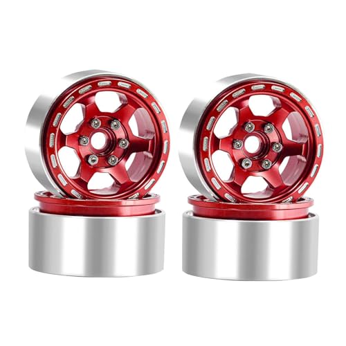 Colcolo 4 Stück 1,9 Zoll Beadlock-Räder Ersatzteile RC-Felge Beadlock-Metallradnabe für SCX10 D90 Raupenfahrzeuge DIY-Zubehör, Rot Colcolo 4 Stück 1,9 Zoll Beadlock-Räder Ersatzteile RC-Felge Beadlock-Metallradnabe für SCX10 D90 Raupenfahrzeuge DIY-Zubehör, Rot von Colcolo