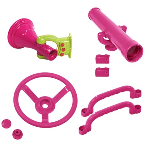 Colcolo 4-teiliges Spielplatzzubehör, Schaukelaufsätze, rosa Piratenteleskop, Piratenschiff-Rad für Kinder für die Schaukel im Garten von Colcolo