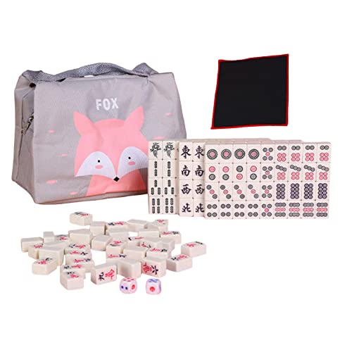 Colcolo Antikes chinesisches Mahjong-Set mit Handtasche mit 144 Spielsteinen, Würfel, leichtes Reise-Mahjong-Set für Reisen, Party, Familie, Freizeit, GELB von Colcolo