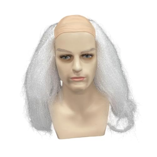 Colcolo Bald Cap -Perücken Kostümzubehör, hitzebeständig, lang, synthetisch leicht zu Sorgen für die Halloween -Rollenspiele der Bühnenleistung, Weiß von Colcolo
