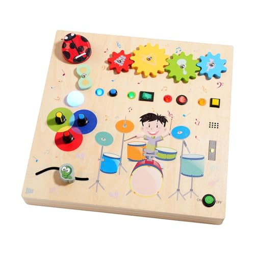 Colcolo Busy Board Frühes Lernen Lernspielzeug Reise Tragbares Aktivitätsbrett mit Leuchtschalter für Jungen Mädchen von Colcolo