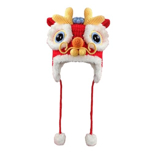 Colcolo Chinesischer Drachenhut, Kopfbedeckung, kaltes Wetter, dekoratives Kostüm, niedlicher Tierhut, warme Wintermütze für Kostüm-Frühlingsfest, Erwachsene von Colcolo