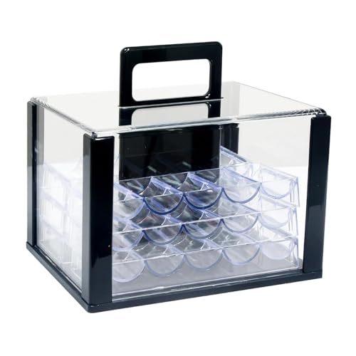 Colcolo Chip-Etui, Chip-Träger für 600 Stück, multifunktional, durchsichtig, für die Hausbar mit Griff, staubdichte Aufbewahrungsbox, Aufbewahrungsbehälter, mit 6 Stück 40mm Tabletts Colcolo Chip-Etui, Chip-Träger für 600 Stück, multifunktional, durchsichtig, für die Hausbar mit Griff, staubdichte Aufbewahrungsbox, Aufbewahrungsbehälter, mit 6 Stück 40mm Tabletts von Colcolo