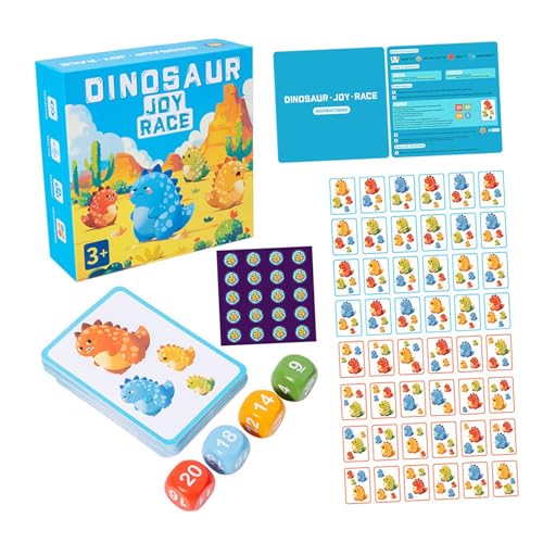 Colcolo Dinosaurier -Matching -Karten mit Vier Würfel -Brainer -Geschenkrätseln 24 Doppel -Seitenkarten Bildungsspielzeug für Kinder Vorschuljungen Mädchen von Colcolo