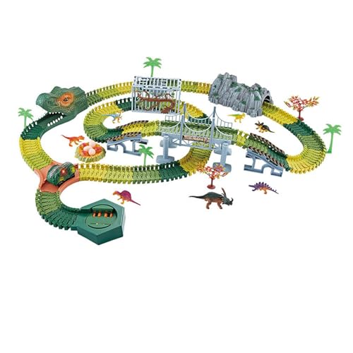 Colcolo Dinosaurier-Rennstrecken, Spielfahrzeuge, Spielzeug-Set, pädagogische Flexible Eisenbahnschienen, Dinosaurier-Spielzeug für Jungen und Mädchen im, 240 Dinosaurierspur von Colcolo
