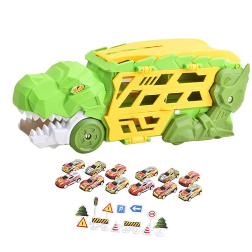 Colcolo Dinosaurier-Transporter-LKW, interaktiver, lustiger Dinosaurier-Verschluck-LKW für die Feinmotorik, für Partyzubehör für Kinder, Geburtstagsgeschenk, mit 12 Autos von Colcolo