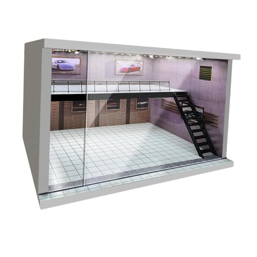 Colcolo Druckguss-Modellauto-Vitrine im Maßstab 1/64, 1/36, 1/32, Hintergrund, Acryl-Schutzbox, Parkplatz-Szene für Diorama-Layout, Rosa Rechte Treppe Colcolo Druckguss-Modellauto-Vitrine im Maßstab 1/64, 1/36, 1/32, Hintergrund, Acryl-Schutzbox, Parkplatz-Szene für Diorama-Layout, Rosa Rechte Treppe von Colcolo