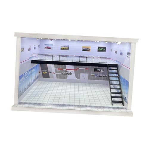 Colcolo Druckguss-Modellauto-Vitrine im Maßstab 1/64, 1/36, 1/32, Hintergrund, Acryl-Schutzbox, Parkplatz-Szene für Diorama-Layout, Weiße Rechte Treppe Colcolo Druckguss-Modellauto-Vitrine im Maßstab 1/64, 1/36, 1/32, Hintergrund, Acryl-Schutzbox, Parkplatz-Szene für Diorama-Layout, Weiße Rechte Treppe von Colcolo